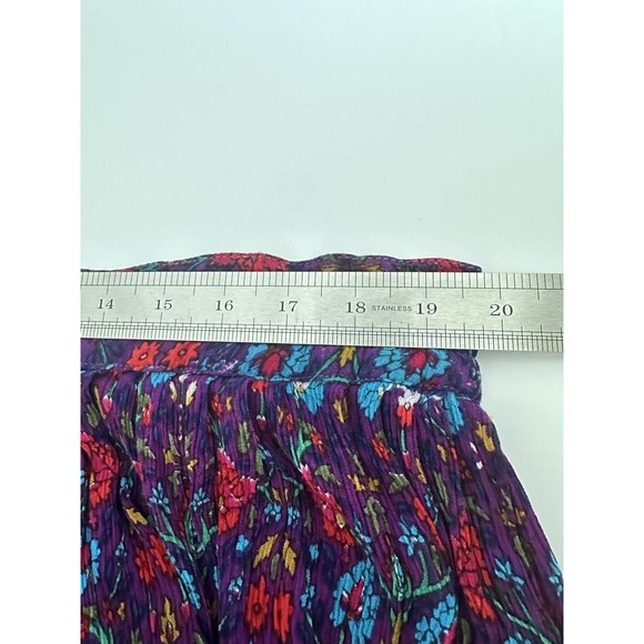 Worthington Maxi‎ Skirt OS Purple Floral Paisley Tiered Drawstring Gipsy Hippie - Picture 10 of 10